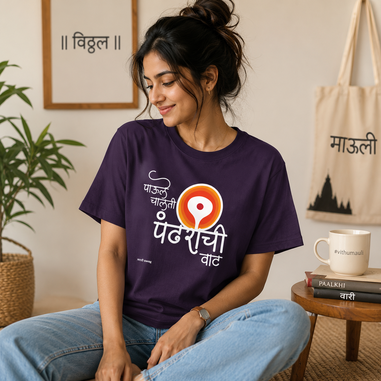 पाऊले चालती पंढरीची वाट Marathi Women T-Shirt