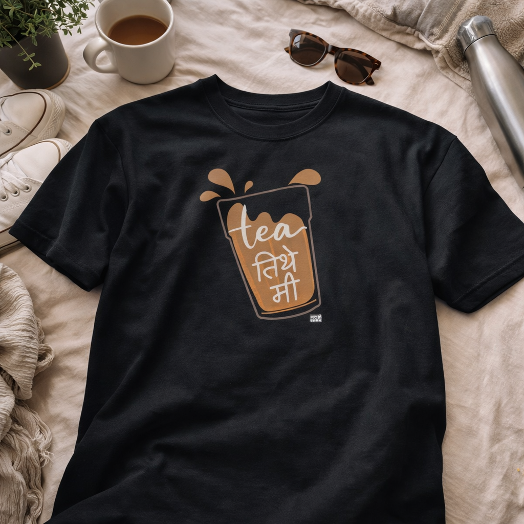 Tea तिथे मी Marathi Oversized T-Shirt | Chai Lover Tee