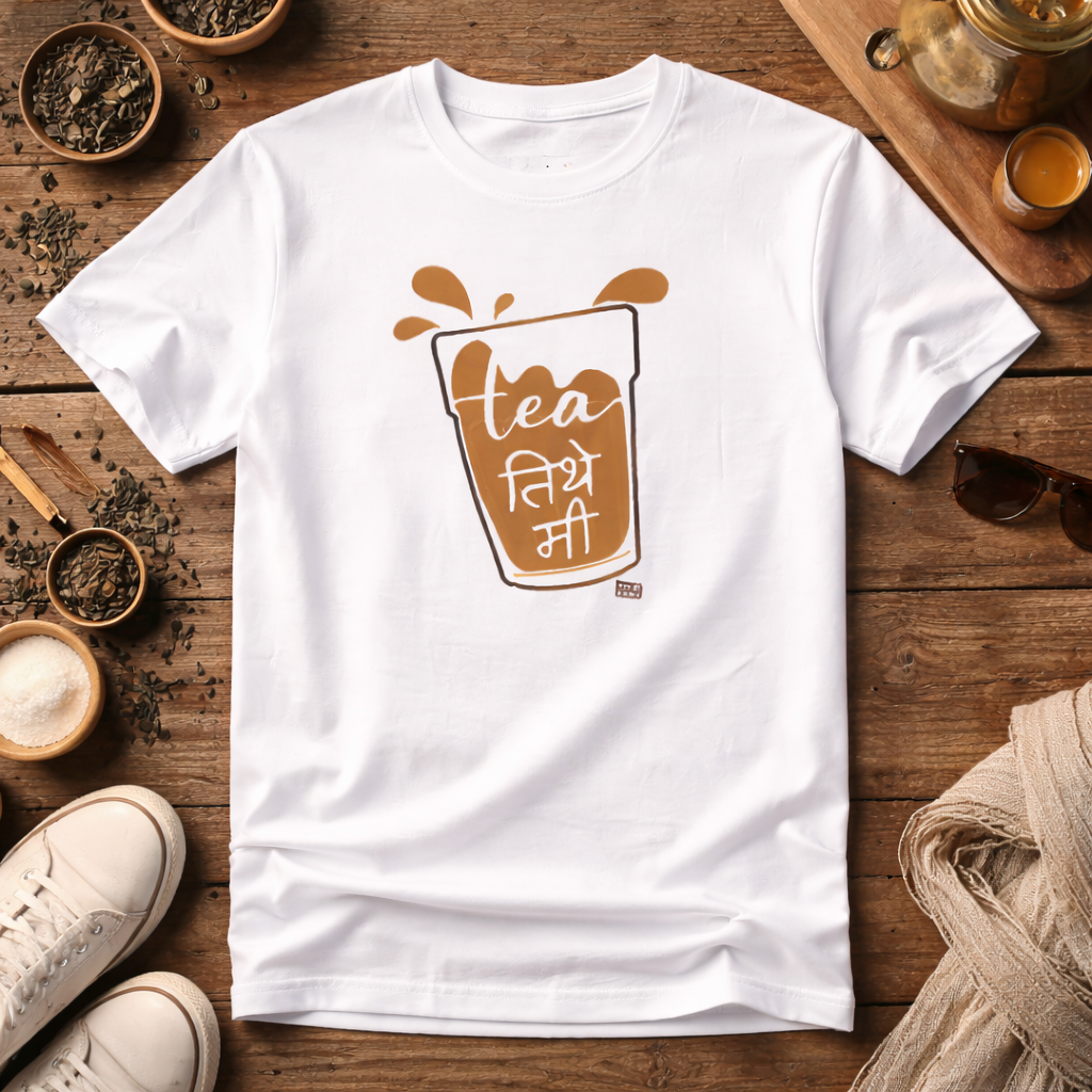 Tea तिथे मी T-Shirt | Premium Oversized Chai Lover Tee